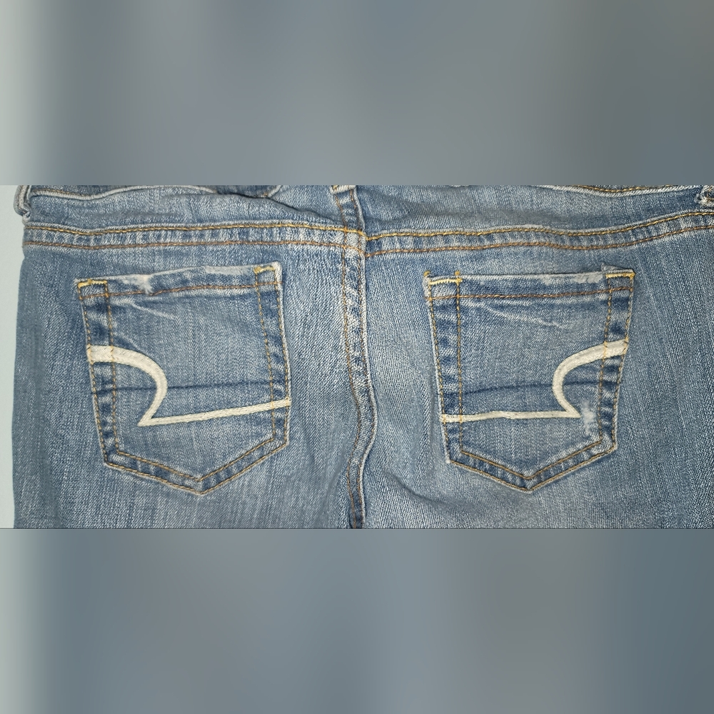American Eagle Denim Jeans size 00 vintage Y2K decorative stitching stretch - Picture 7 of 16